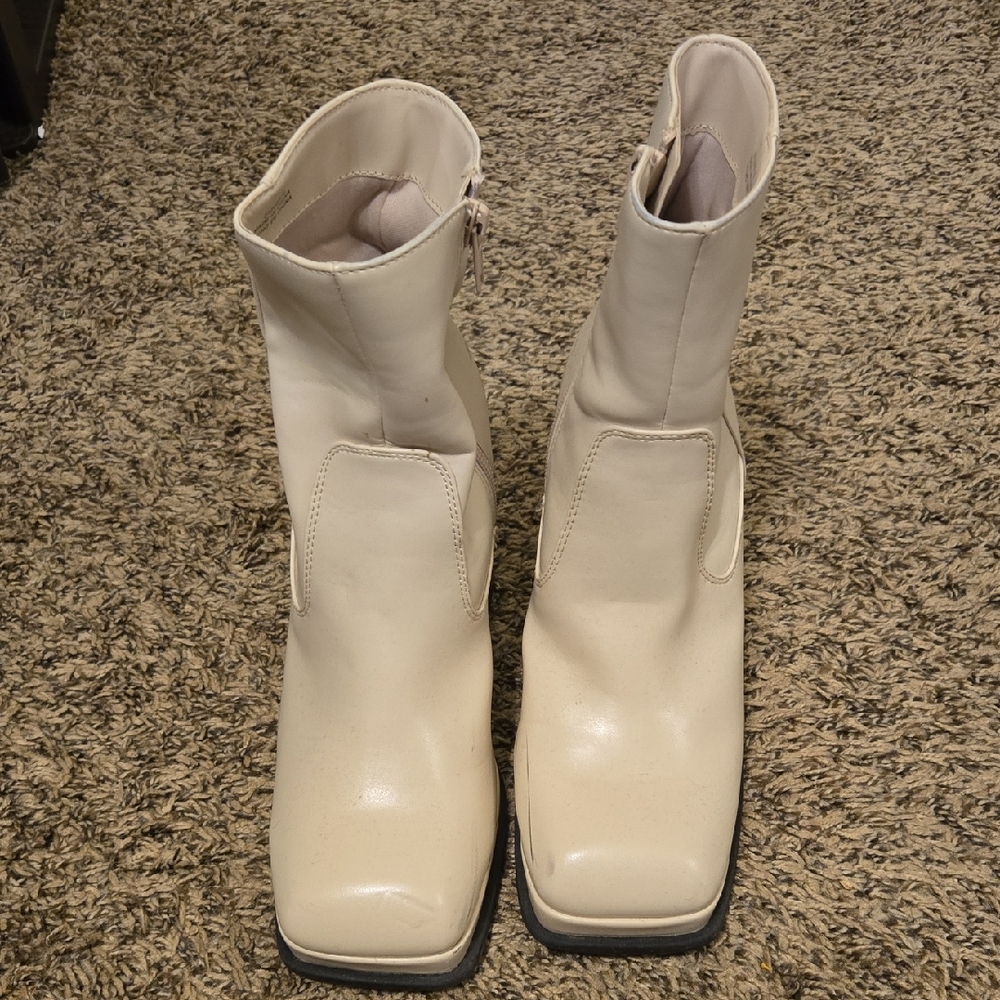 Elegant Cream Ankle Boots